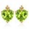 1.7 CARAT PERIDOT 10K SOLID YELLOW GOLD HEART SHAPE EARRING WITH 0.03 CTW DIAMOND
