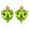 1.7 CARAT PERIDOT 10K SOLID YELLOW GOLD HEART SHAPE EARRING WITH 0.03 CTW DIAMOND