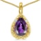 0.32 CARAT AMETHYST & 0.01 CTW DIAMOND 14KT SOLID YELLOW GOLD PENDANT