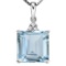 1.33 CTW SKY BLUE TOPAZ 10K SOLID WHITE GOLD SQUARE SHAPE PENDANT WITH ANCENT DIAMONDS