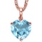 1.06 CARAT SKY BLUE TOPAZ 10K SOLID RED GOLD HEART SHAPE PENDANT