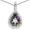 0.4 CARAT RAINBOW MYSTIC QUARTZ & CZ 14KT SOLID WHITE GOLD PENDANT