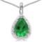 0.4 CARAT EMERALD & CZ 14KT SOLID WHITE GOLD PENDANT