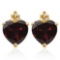 1.6 CARAT GARNET 10K SOLID YELLOW GOLD HEART SHAPE EARRING WITH 0.03 CTW DIAMOND