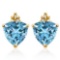 1.55 CARAT SKY BLUE TOPAZ 10K SOLID YELLOW GOLD TRILLION SHAPE EARRING WITH 0.03 CTW DIAMOND