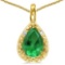 0.4 CARAT EMERALD & 0.01 CTW DIAMOND 14KT SOLID YELLOW GOLD PENDANT