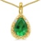 0.4 CARAT EMERALD & 0.01 CTW DIAMOND 14KT SOLID YELLOW GOLD PENDANT