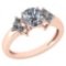 Certified 1.61 Ctw Diamond VS/SI2 Ladies Fashion Engagement 14k Rose Gold MADE IN USA Halo Ring MADE