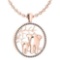 Certified 0.44 Ctw Diamond VS/SI1 Elephant With Baby Elephant Charm Necklace 18K Rose Gold Made In U
