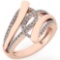 Certified 0.44 Ctw Diamond VS/SI1 Ring For 14K Rose Gold