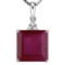 1.54 CTW RUBY 10K SOLID WHITE GOLD SQUARE SHAPE PENDANT WITH ANCENT DIAMONDS