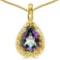 0.4 CARAT RAINBOW MYSTICS QUARTZ & 0.01 CTW DIAMOND 14KT SOLID YELLOW GOLD PENDANT