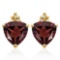2.15 CARAT GARNET 10K SOLID YELLOW GOLD TRILLION SHAPE EARRING WITH 0.03 CTW DIAMOND