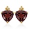 2.15 CARAT GARNET 10K SOLID YELLOW GOLD TRILLION SHAPE EARRING WITH 0.03 CTW DIAMOND