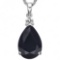 0.88 CTW BLACK SAPPHIRE 10K SOLID WHITE GOLD PEAR SHAPE PENDANT WITH ANCENT DIAMONDS