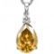 0.63 CTW CITRINE 10K SOLID WHITE GOLD PEAR SHAPE PENDANT WITH ANCENT DIAMONDS