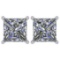 Certified 2.50 Ctw Diamond 14K White Gold Stud Earring Made In USA
