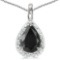 0.55 CARAT MIDNIGHT BLACK SAPPHIRE & CZ 14KT SOLID WHITE GOLD PENDANT