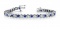 14KT WHITE GOLD 3 CTW G-H VS2/SI1 CLASSIC ROUND BEZEL SET DIAMOND & SAPPHIRE TENNIS BRACELET