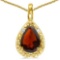 0.48 CARAT REDDISH GARNET & 0.01 CTW DIAMOND 14KT SOLID YELLOW GOLD PENDANT