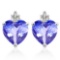 2.75 CARAT LAB TANZANITE 10K SOLID WHITE GOLD HEART SHAPE EARRING WITH 0.03 CTW DIAMOND