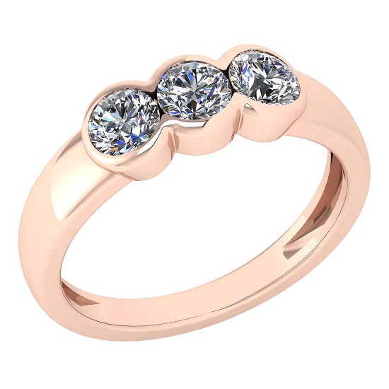 Certified 0.69 Ctw Diamond Ladies Fashion Promise Ring MADE IN USA14k Rose Gold MADE IN USA (VS/SI1)