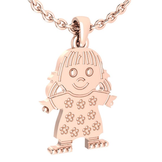 Little Baby Girl Gold MADE IN USA Charm Necklace 14K Rose Gold MADE IN ITALY
