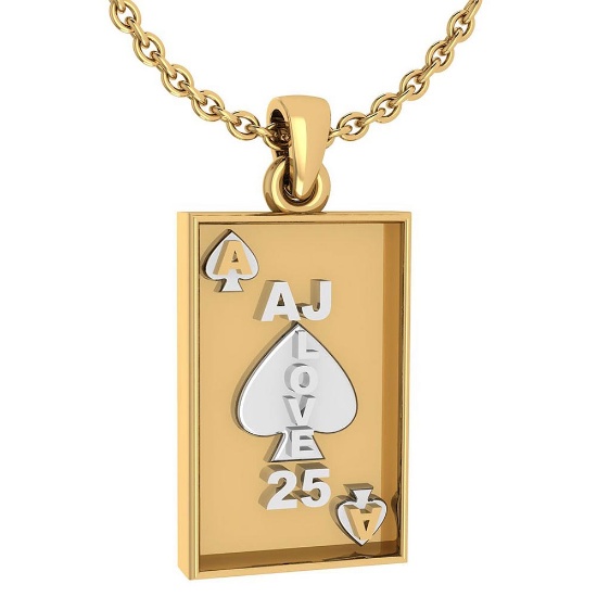 Gift For Card Players charm Pendant 14k Yellow Gold MADE IN ITALY