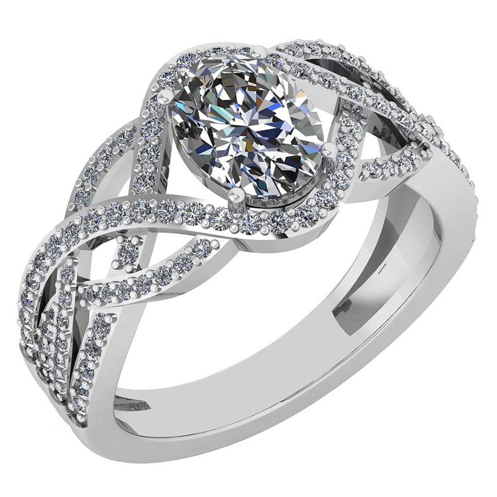 Certified 1.79 Ctw Diamond VS/SI1 Halo Ring For 14K White Gold