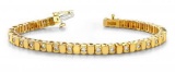 14KT YELLOW GOLD 1 CTW G-H VS2/SI1 ALTERNATING BEZEL DIAMOND BRACELET