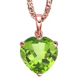 0.64 CARAT PERIDOT 10K SOLID RED GOLD HEART SHAPE PENDANT