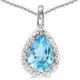 0.47 CARAT SKY BLUE TOPAZ & CZ 14KT SOLID WHITE GOLD PENDANT