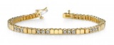 14KT YELLOW GOLD 1 CTW G-H VS2/SI1 TRIPLE BEZEL DIAMOND BRACELET