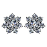 Certified 1.86 Ctw Diamond 14k White Gold Halo Stud Earrings