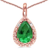 0.4 CARAT EMERALD & 0.01 CTW DIAMOND 14KT SOLID RED GOLD PENDANT