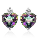 1.7 CARAT MYSTICS GEMSTONE 10K SOLID WHITE GOLD HEART SHAPE EARRING WITH 0.03 CTW DIAMOND