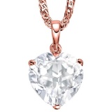 0.49 CARAT WHITE TOPAZ 10K SOLID RED GOLD HEART SHAPE PENDANT