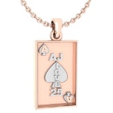 Gift For Card Players charm Pendant 14k Rose Gold MADE IN ITALY