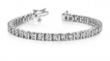 14K WHITE GOLD 3 CTW G-H VS2/SI1 CLASSIC DIAMOND LINK PRONG SET TENNIS BRACELET