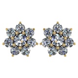 Certified 1.86 Ctw Diamond 14k Yellow Gold Halo Stud Earrings