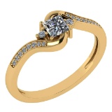 Certified 0.51 Ctw Diamond 14k Yellow Gold Halo Promise Ring Made In USA