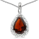 0.47 CARAT GARNET & CZ 14KT SOLID WHITE GOLD PENDANT