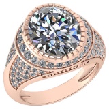 Certified 3.00 Ctw Diamond VS/I1 Halo Ring For 14K Rose Gold