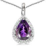 0.4 CARAT AMETHYST & CZ 14KT SOLID WHITE GOLD PENDANT