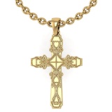 Gold Cross Pendant 14K Yellow Gold Made In Italy