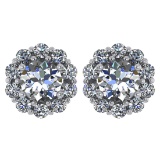 Certified 2.30 Ctw Diamond 14k White Gold Halo Stud Earring Made In USA