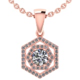 Certified 0.69 Ctw Diamond 14k Rose Gold Halo Pendant