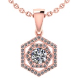 Certified 0.69 Ctw Diamond 14k Rose Gold Halo Pendant