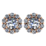 Certified 2.30 Ctw Diamond 14k Rose Gold Halo Stud Earring Made In USA