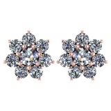 Certified 1.86 Ctw Diamond 14k Rose Gold Halo Stud Earrings